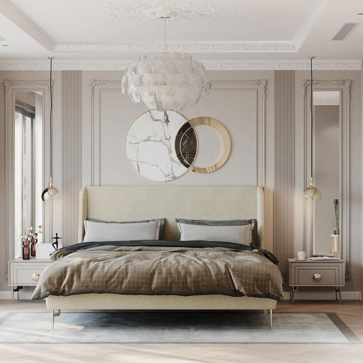 طقم غرفة نوم نيو أوفيليا 180×200 بدون خزانة ملابس