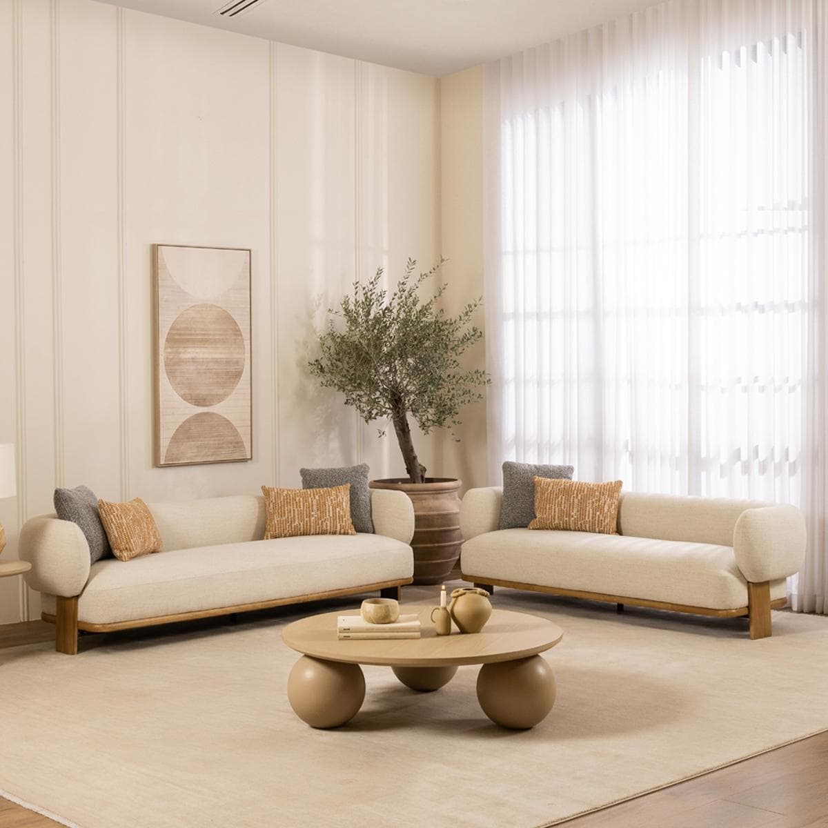 Lugano 4+3+1+1 Sofa Set Beige/Yellow