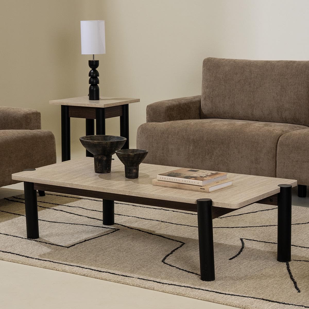 Naya 1 Coffee Table + 2 End Tables Set Brown