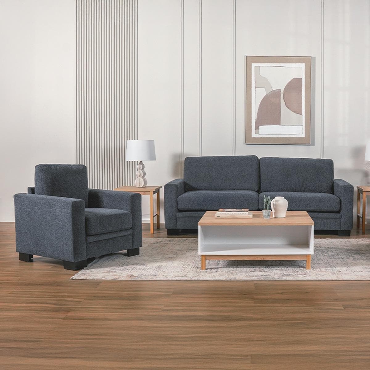 طقم صوفا ألفريد 3+2+1 مقاعد رمادي داكن