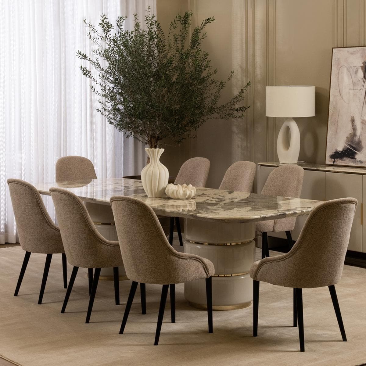 Aline 10+1 Dining Set White/Grey