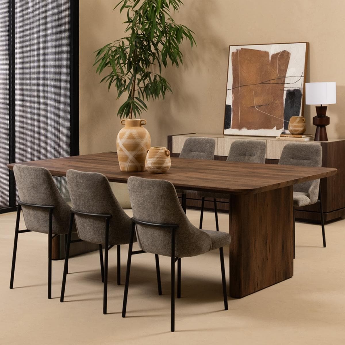 Melina 6+1 Dining Set Brown/Grey