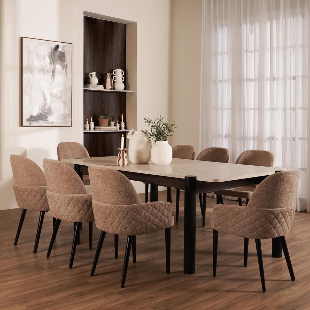Naya 8+1 Dining Set Brown/Beige