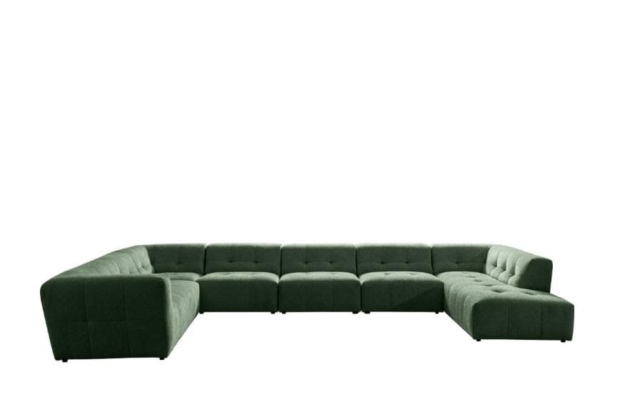 Baku 7 Seater Right Chaise Lounge Sofa Green