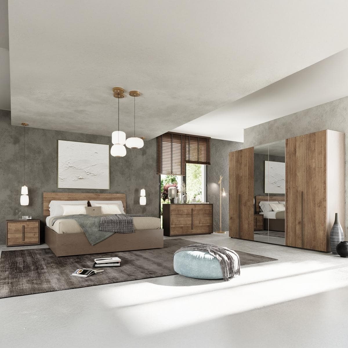 طقم غرفة نوم بيروت 180×200 مع خزانة ملابس