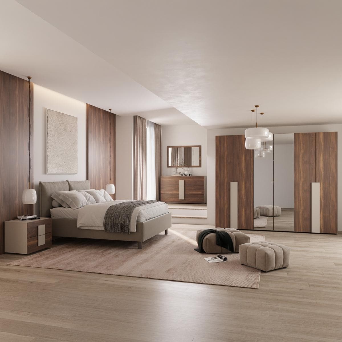 طقم غرفة نوم ساندي 180×200 مع خزانة ملابس