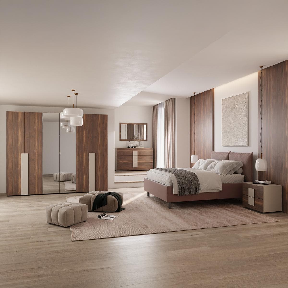 طقم غرفة نوم ساندي 180×200 مع خزانة ملابس