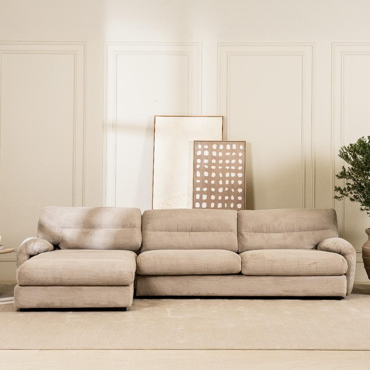 Reva 2 Seater Sofa with Left Chaise Lounge Grey