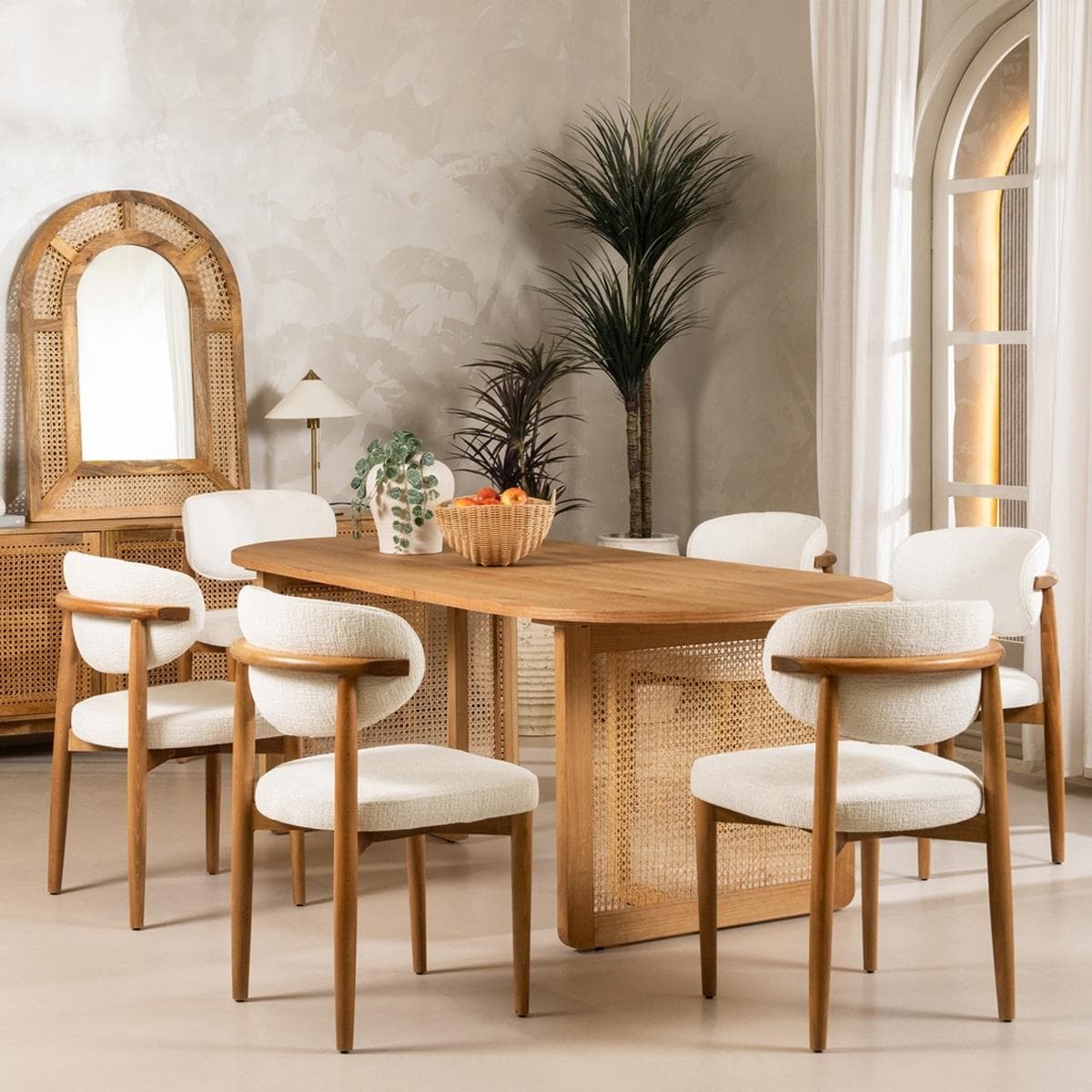 Kris 6+1 Dining Set Cane Brown
