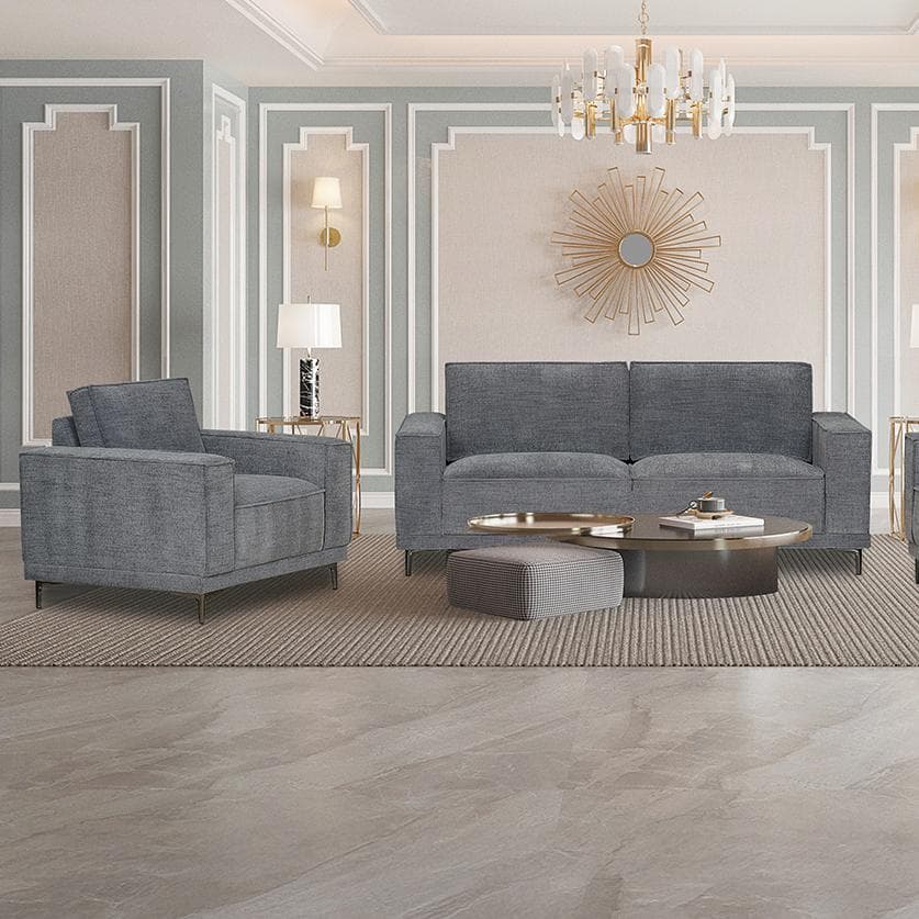 طقم صوفا ديريك 3+2+1 مقاعد رمادي داكن