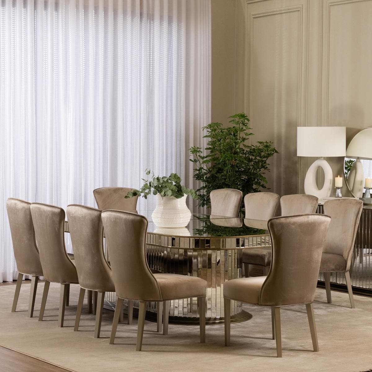 طقم طاولة طعام كامي 10+1 ذهبي/مرآة