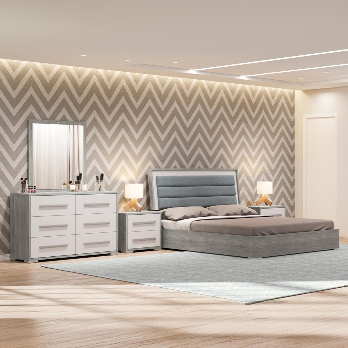 طقم غرفة نوم بانتون 160×200 بدون خزانة ملابس