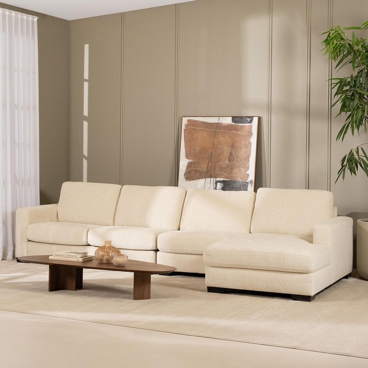 Montana 4 Seater Corner Sofa with Right Chaise Lounge Beige
