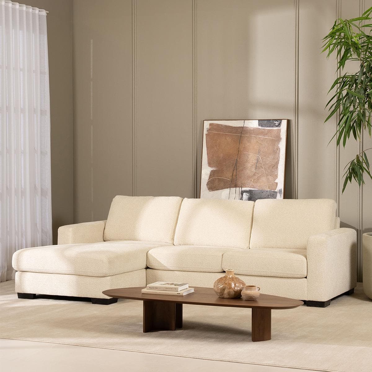 Montana 3 Seater Corner Sofa with Left Chaise Lounge Beige