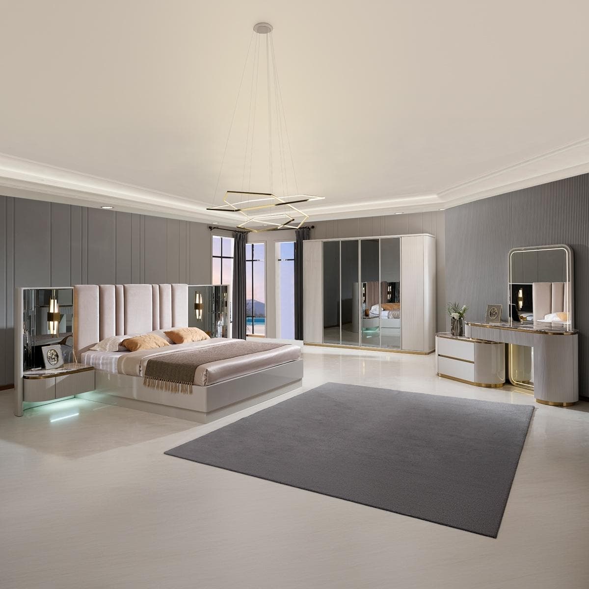 طقم غرفة نوم كارينا 180×200 مع خزانة ملابس