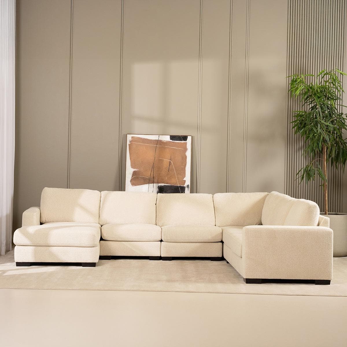Montana 6 Seater Corner Sofa with Left Chaise Lounge Beige