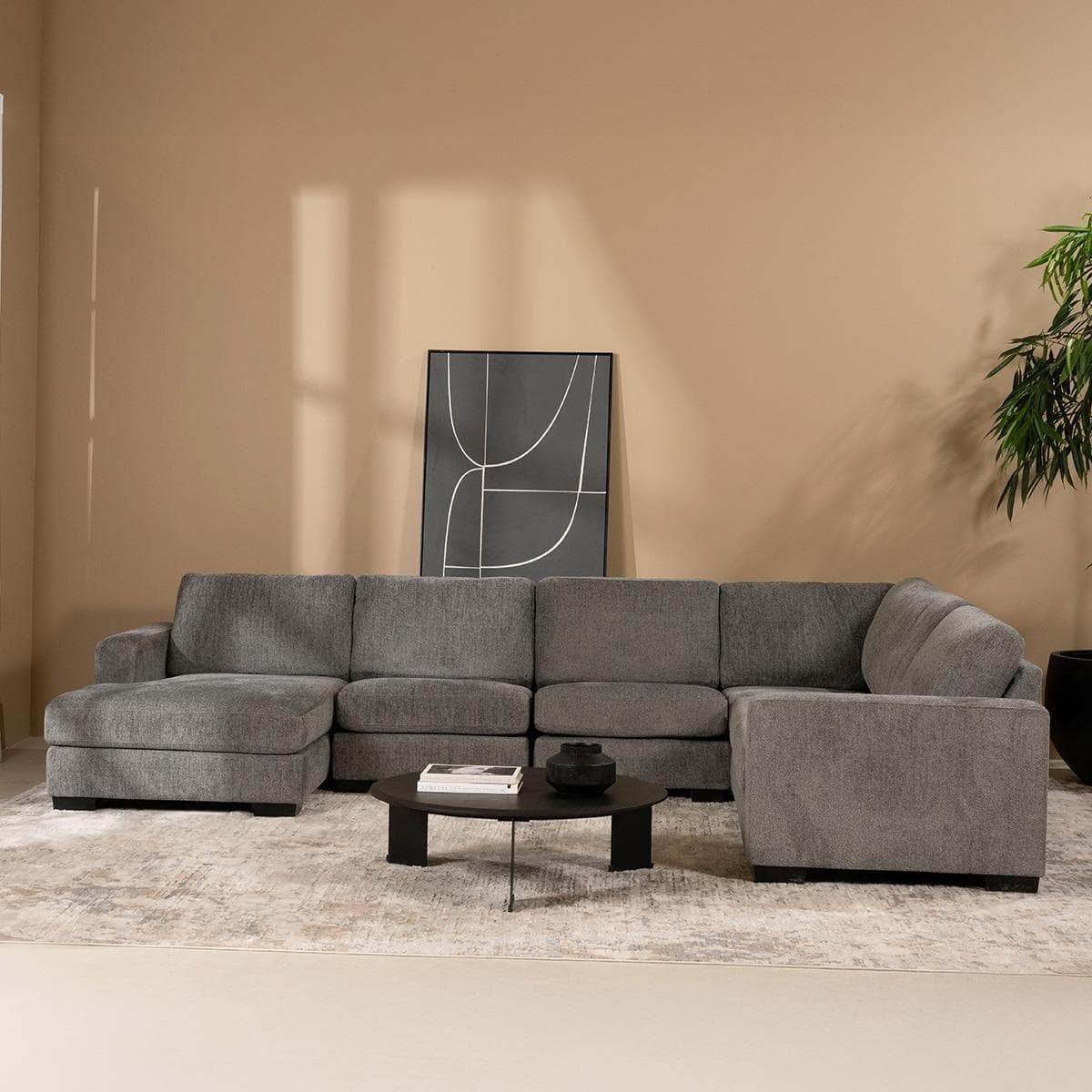 Montana 6 Seater Corner Sofa with Left Chaise Lounge Dark Grey