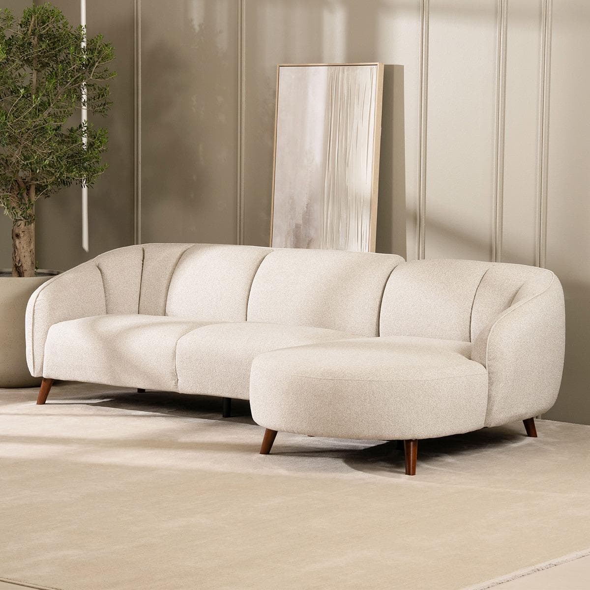 Lin 2-Seater Sofa with Right Chaise Lounge Grey