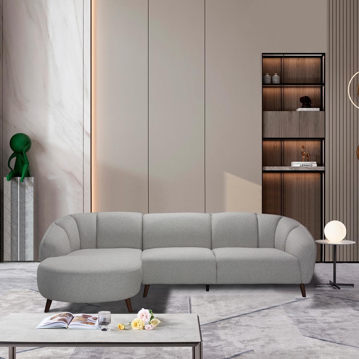 Lin 2-Seater Sofa with Left Chaise Lounge Grey