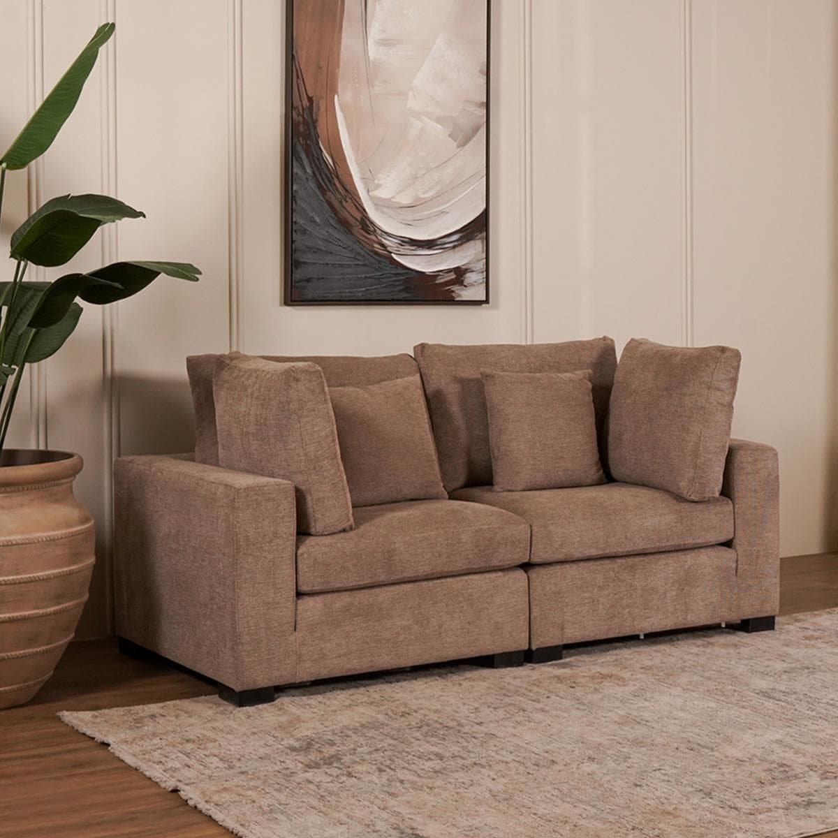 Deluxe 2 Seater Sofa Light Brown
