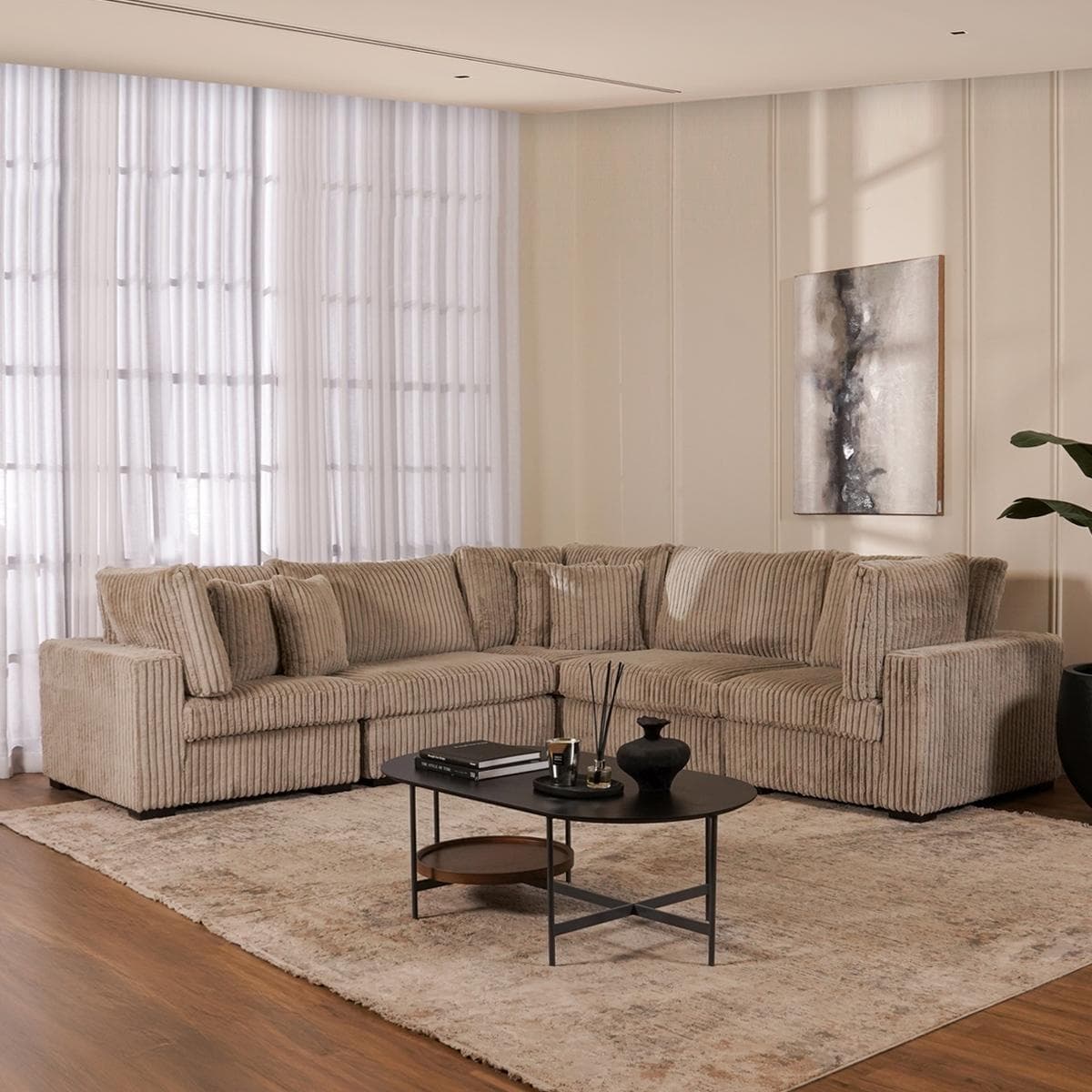 صوفا زاوية ديلوكس 5 مقاعد رمادية