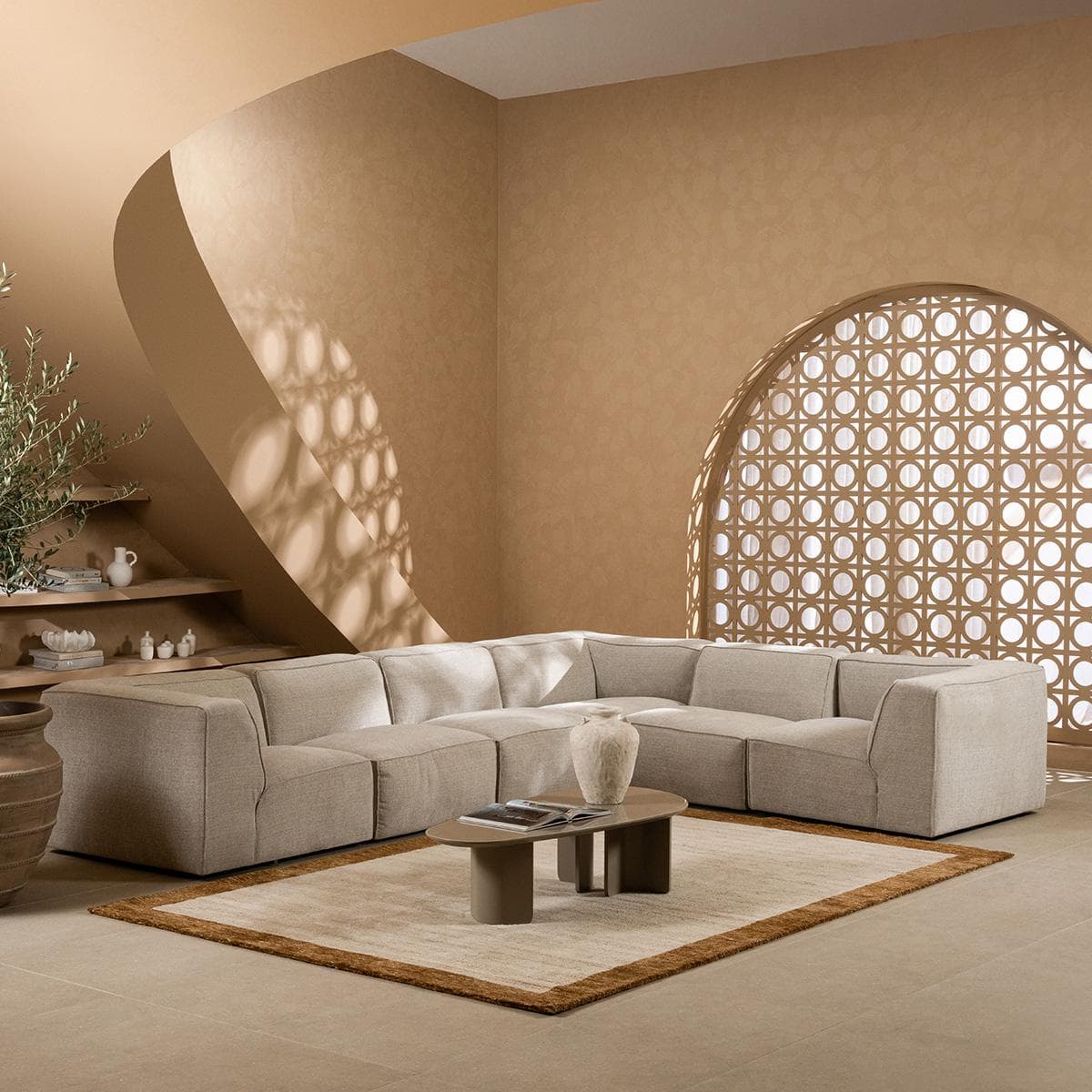 Nuna 6 Seater Corner Sofa Beige