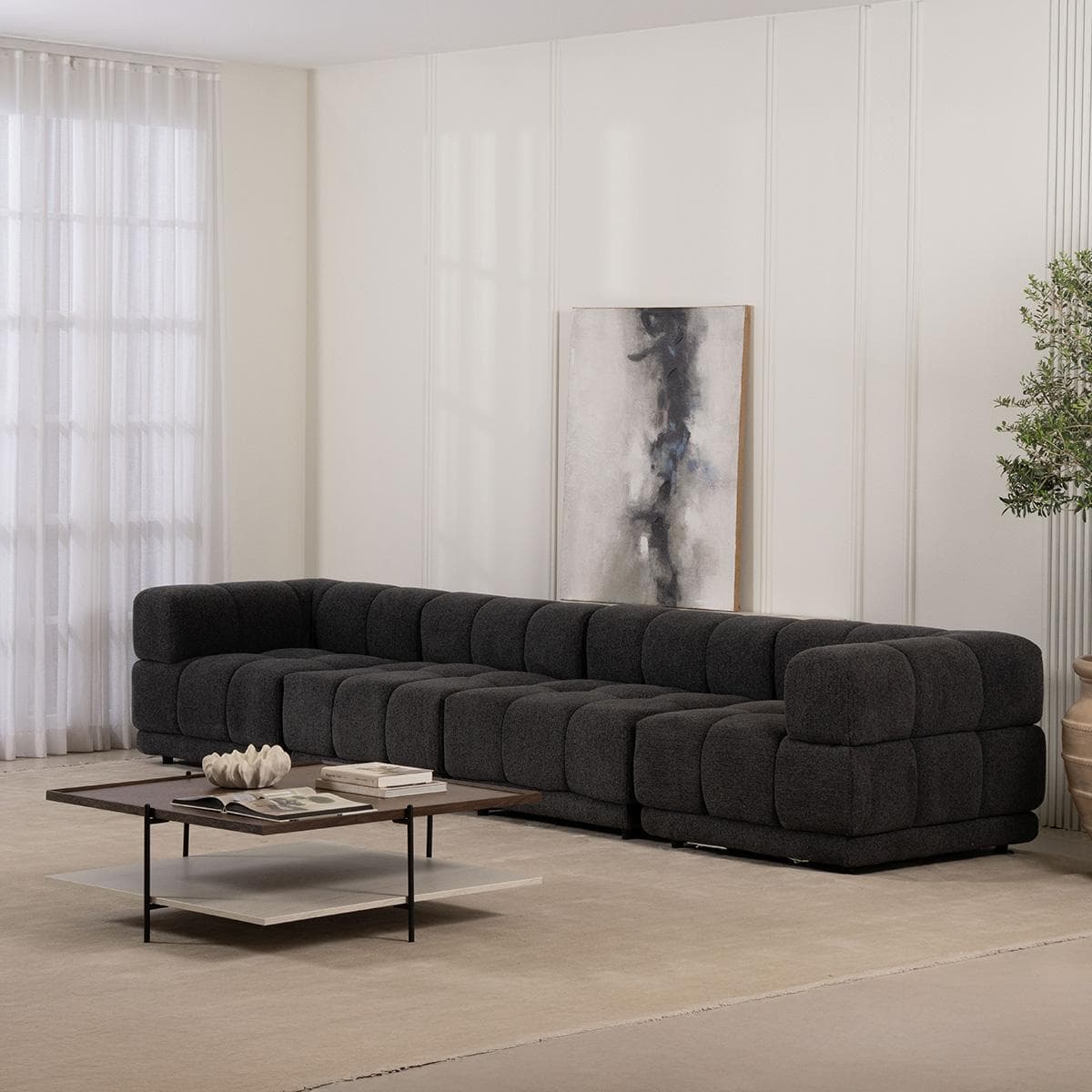 ديوانية نيو دالاس 4 مقاعد رمادي داكن