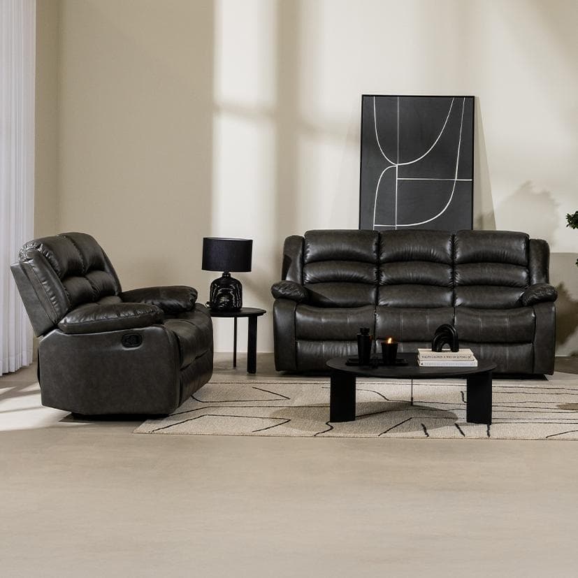 Matteo 3+2+1 Recliner Set Dark Grey
