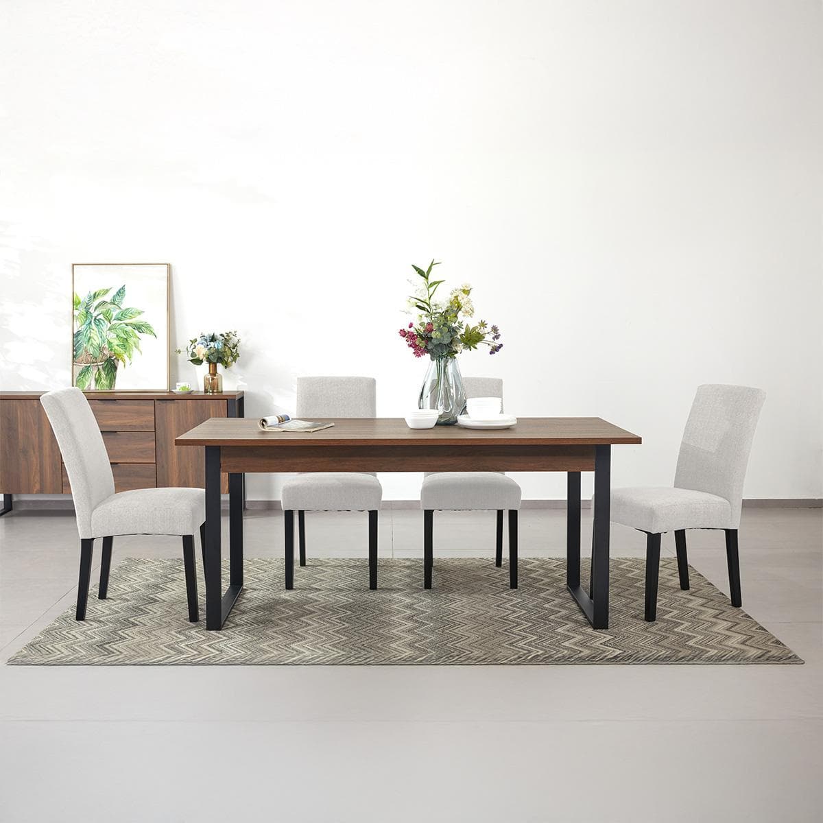 Anna 8+1 Dining Set Light Grey/Brown/Black