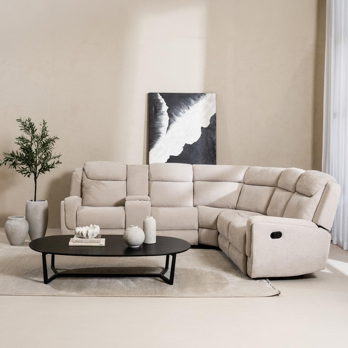 Alaska 5 Seater Modular Sofa with Chair & Console Beige