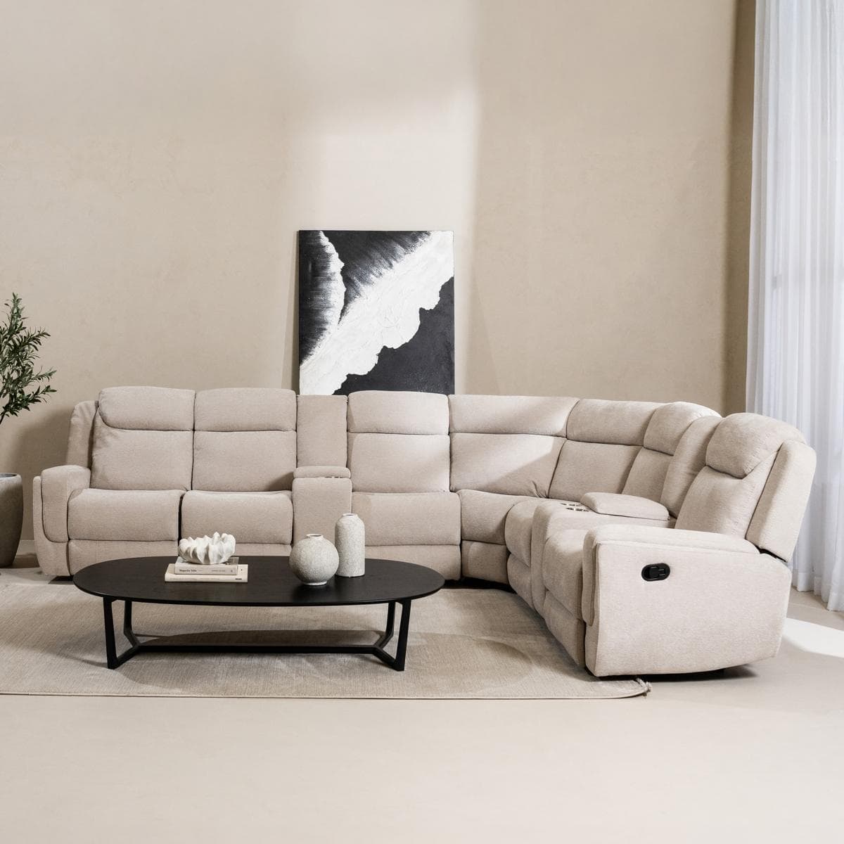Alaska 6 Seater Modular Sofa with Console Beige