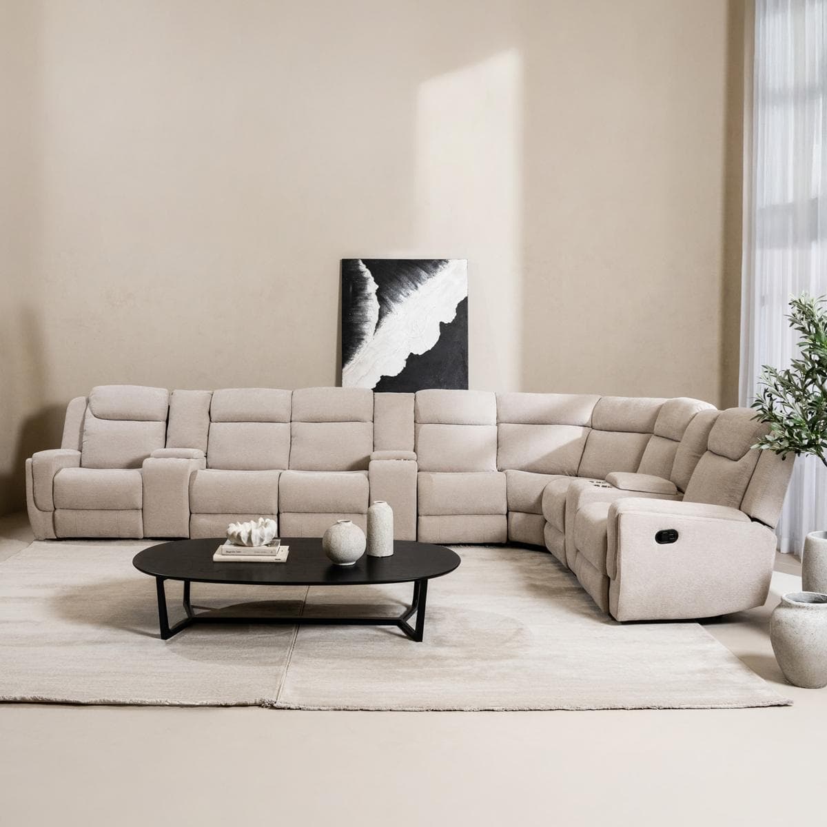 Alaska 7 Seater Modular Sofa with Console Beige