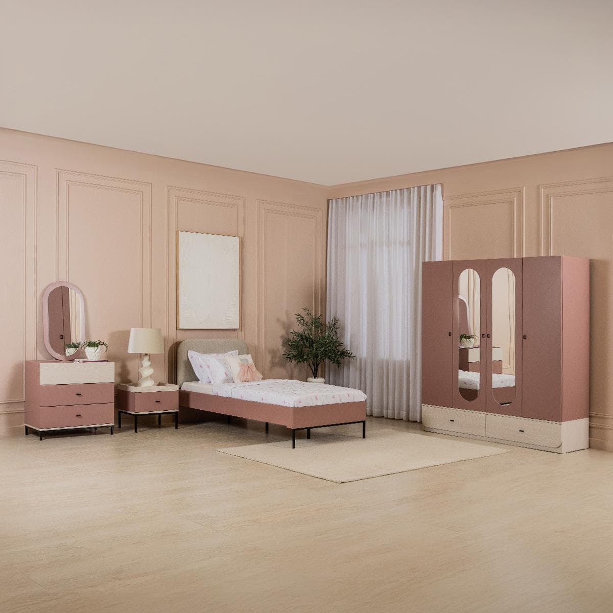 Valon 120X200 Kids Bedroom Set with Wardrobe