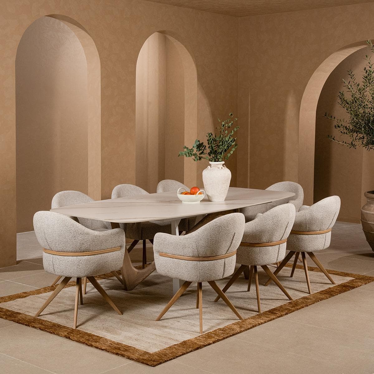 Jenny 8+1 Dining Set Beige/Brown