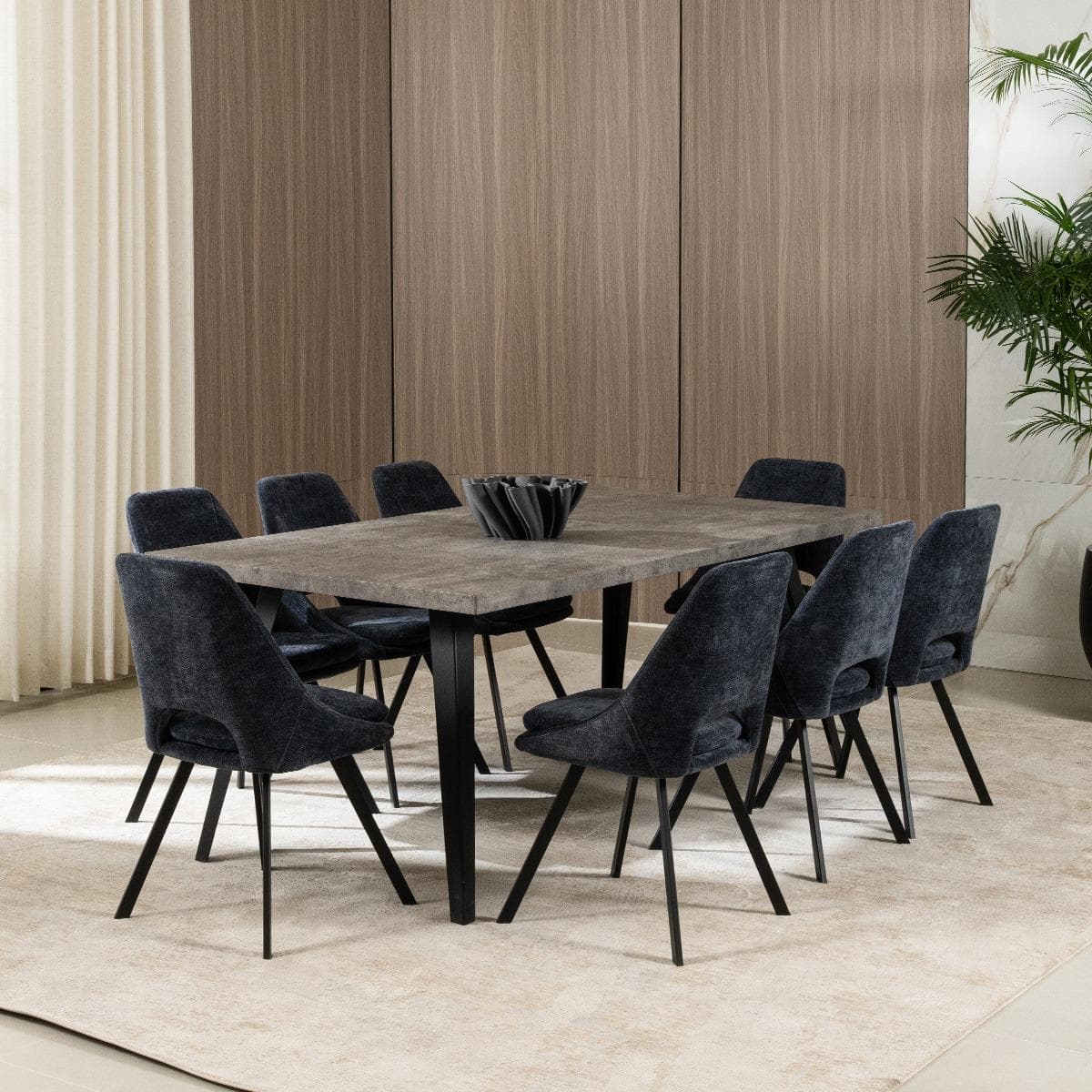 Rosana 8+1 Dining Set Blue/Concrete Grey