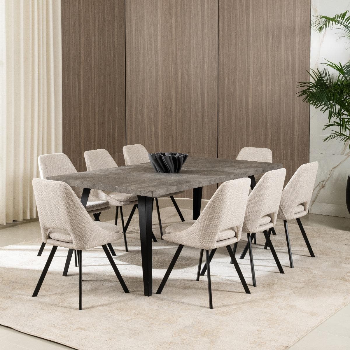 Rosana 8+1 Dining Set Off-White/Concrete Grey