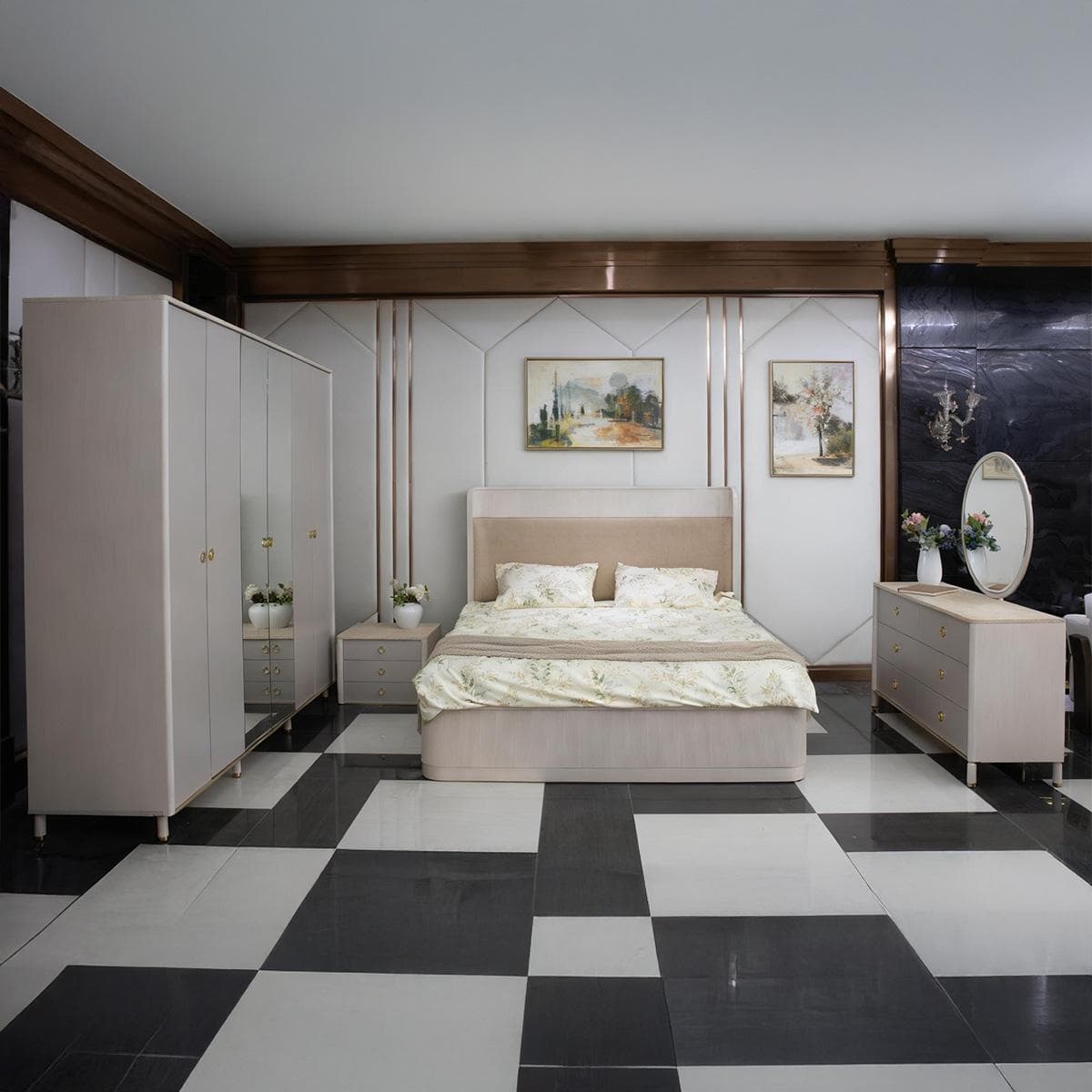 Elma 180X200 Bedroom Set with Wardrobe & Storage