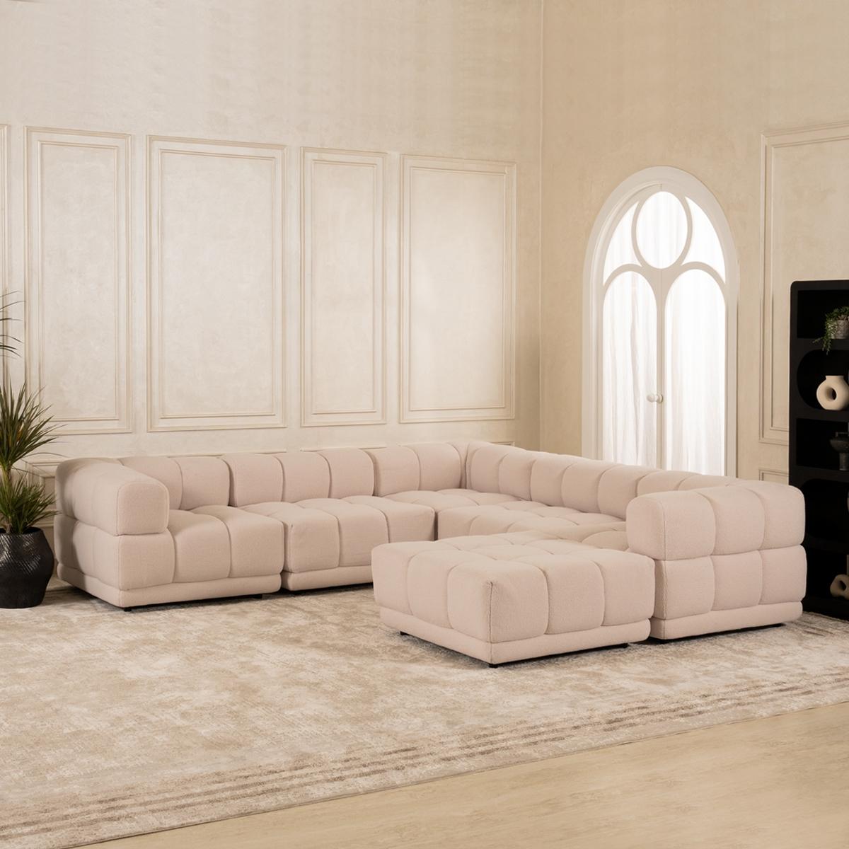 New Dallas 5-Seater Corner Sofa with Big Ottoman Beige