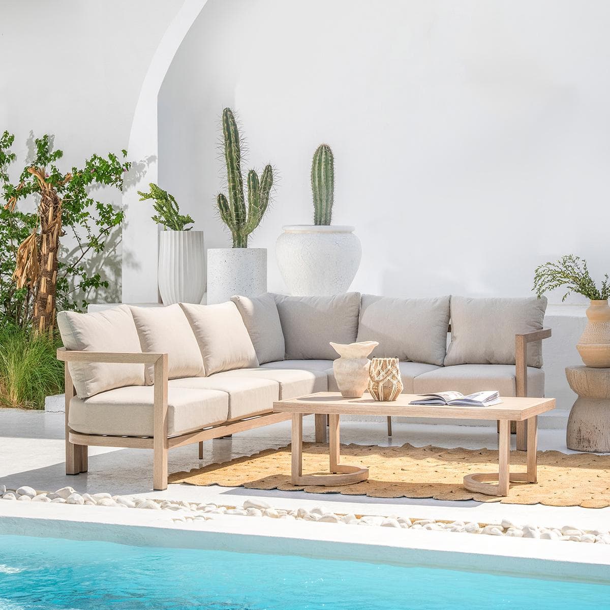 Nour Garden Corner Sofa Set Beige