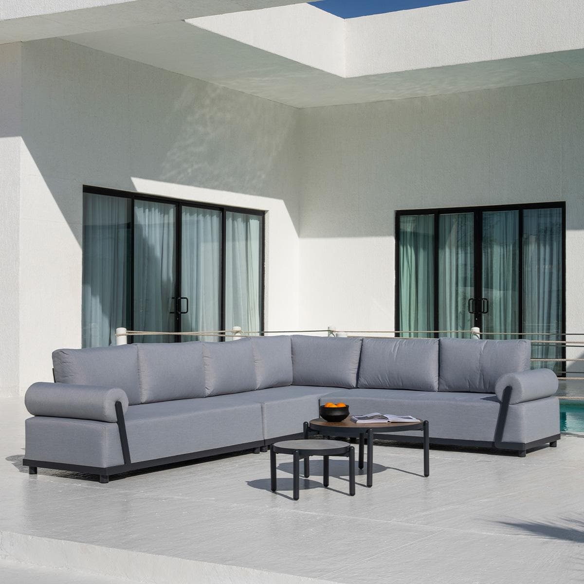 Subiya Garden Corner Sofa Set Grey