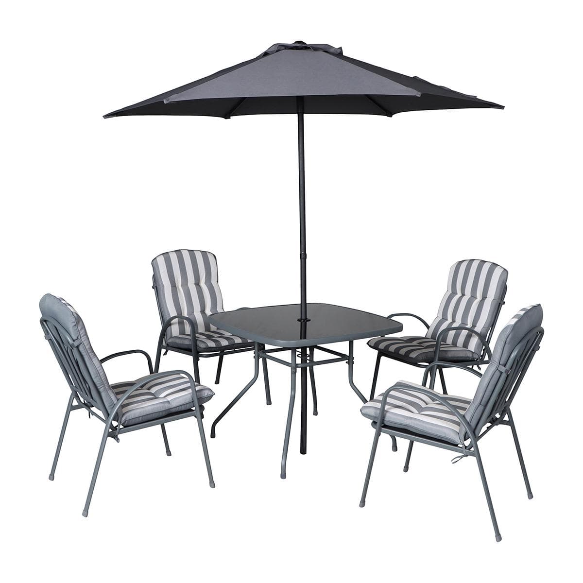 Colorado 4+1 Garden Dining Set Grey/White With Umbrella