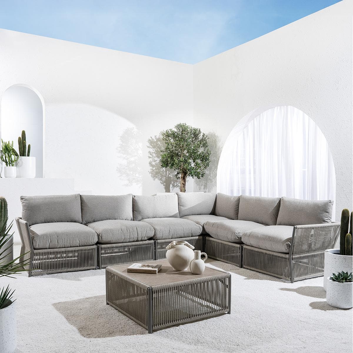 صوفا زاوية لوجانو للقعدات الخارجية رمادية