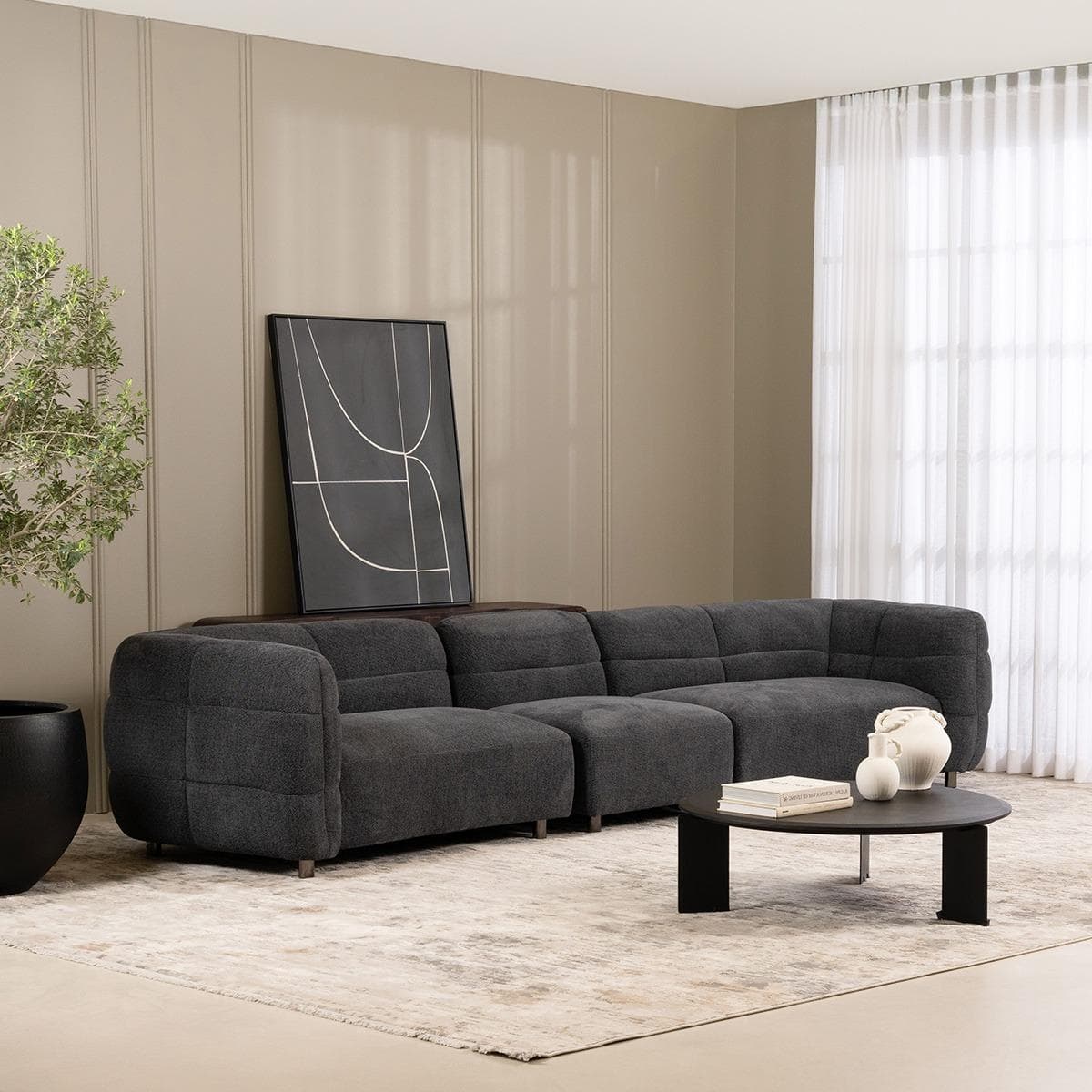 Nile 5-Seater Sofa Dark Grey