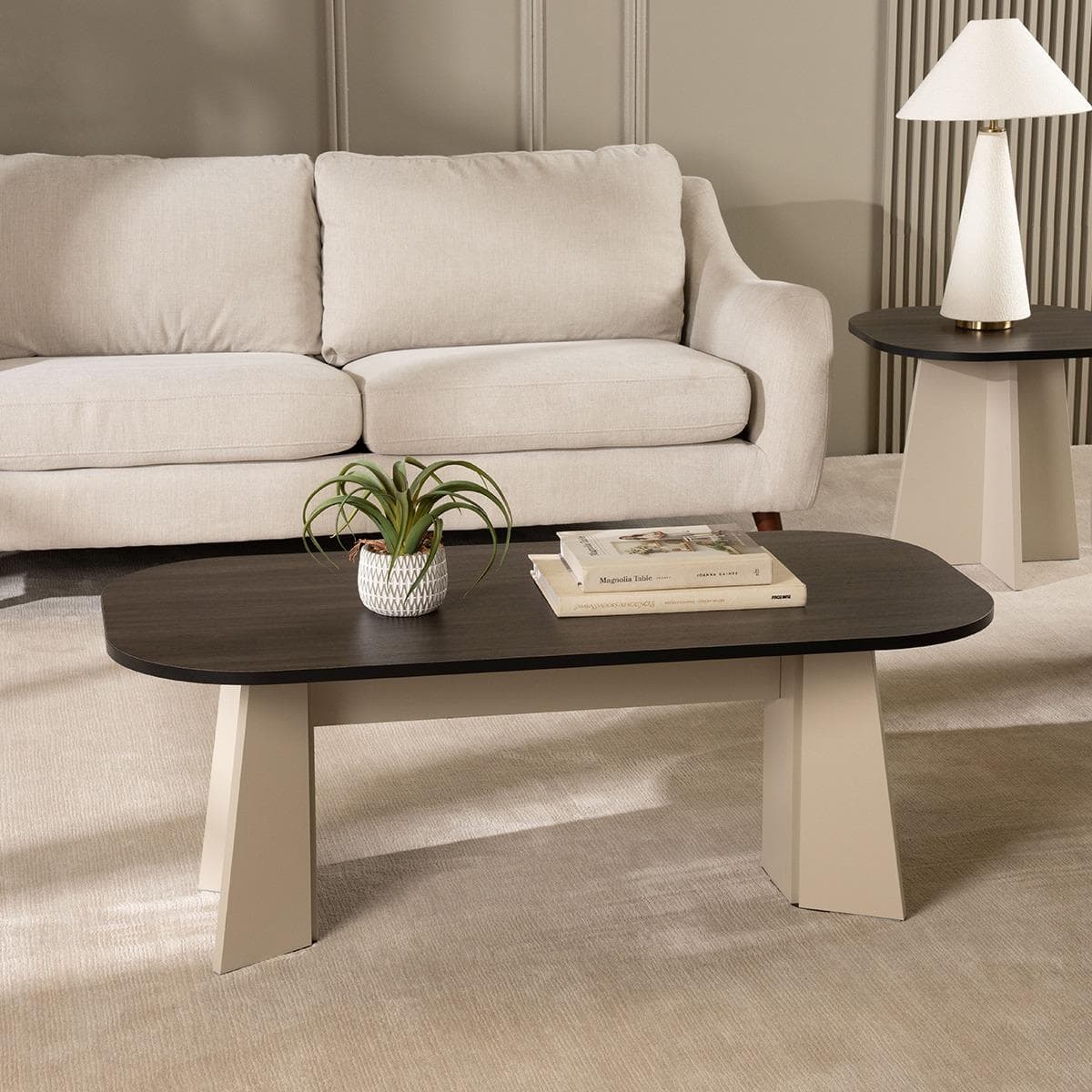 Lilian Coffee Table + 2 End Tables Set Brown