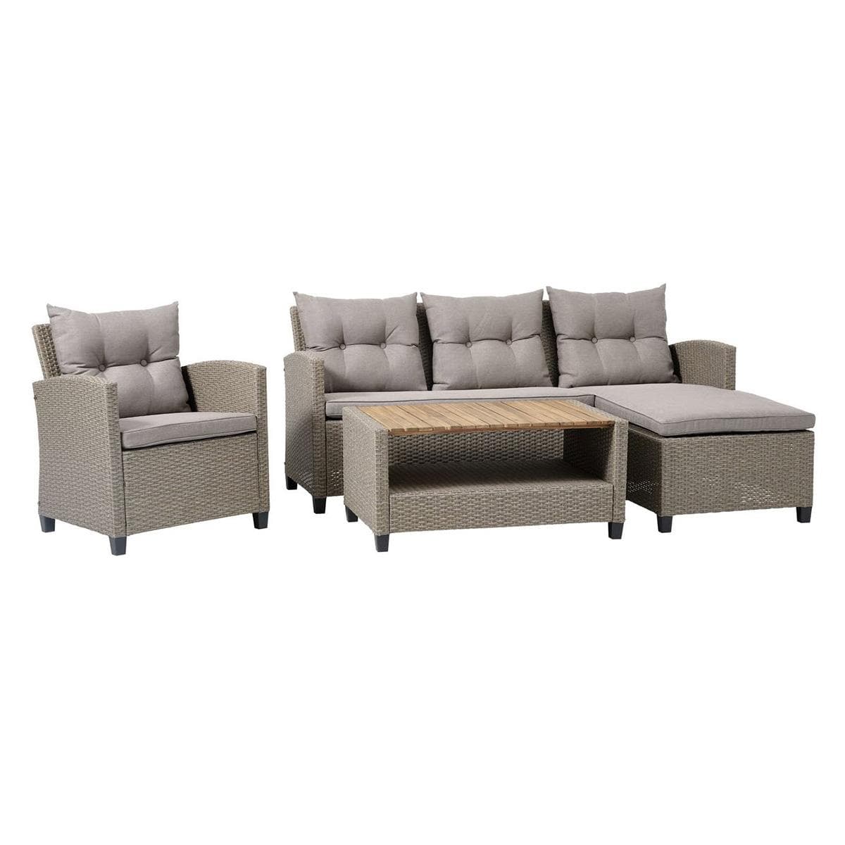 طقم صوفا زاوية نابولي للقعدات الخارجية بيج + طاولة قهوة