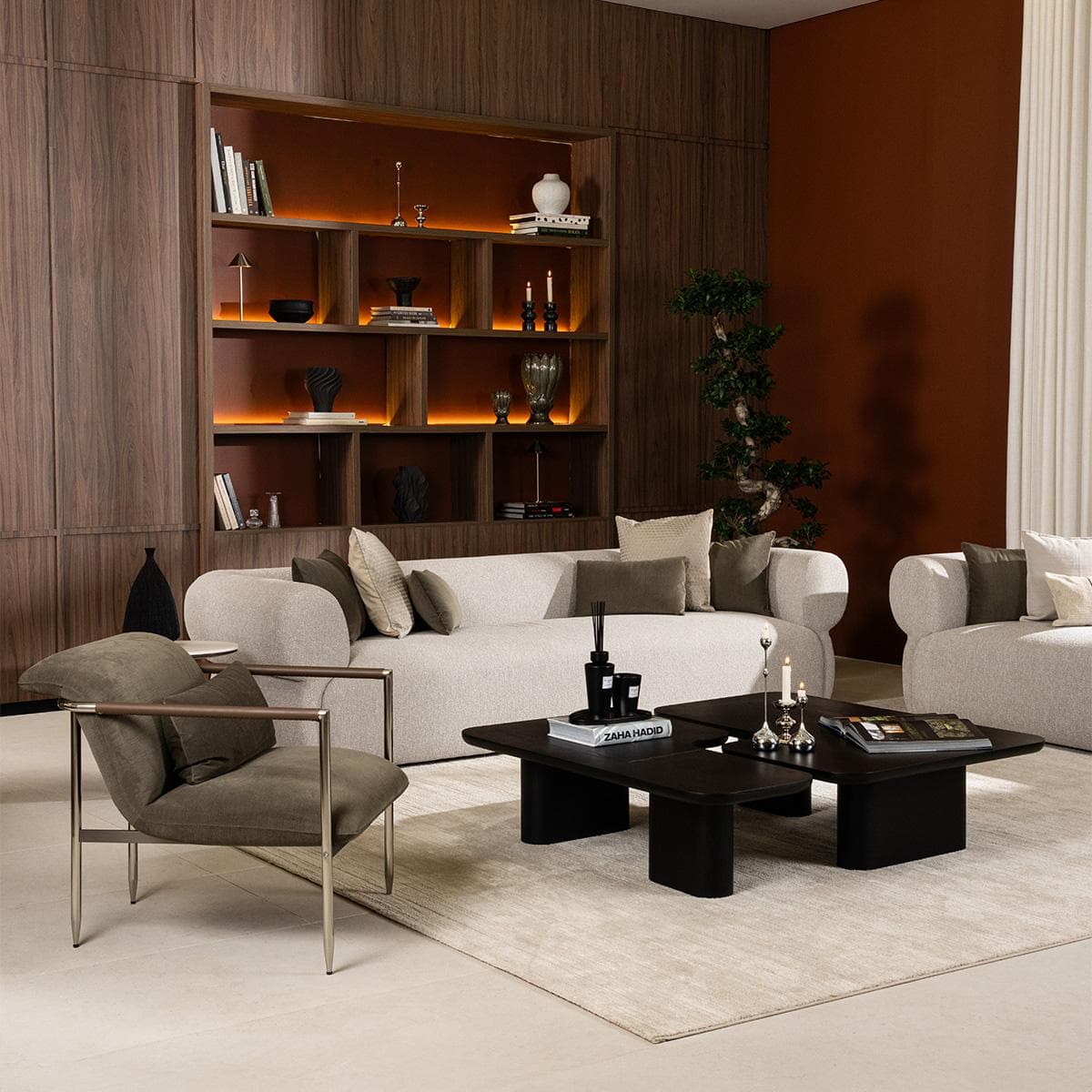 طقم صوفا أمارا 4+3+1+1 رمادي/بني