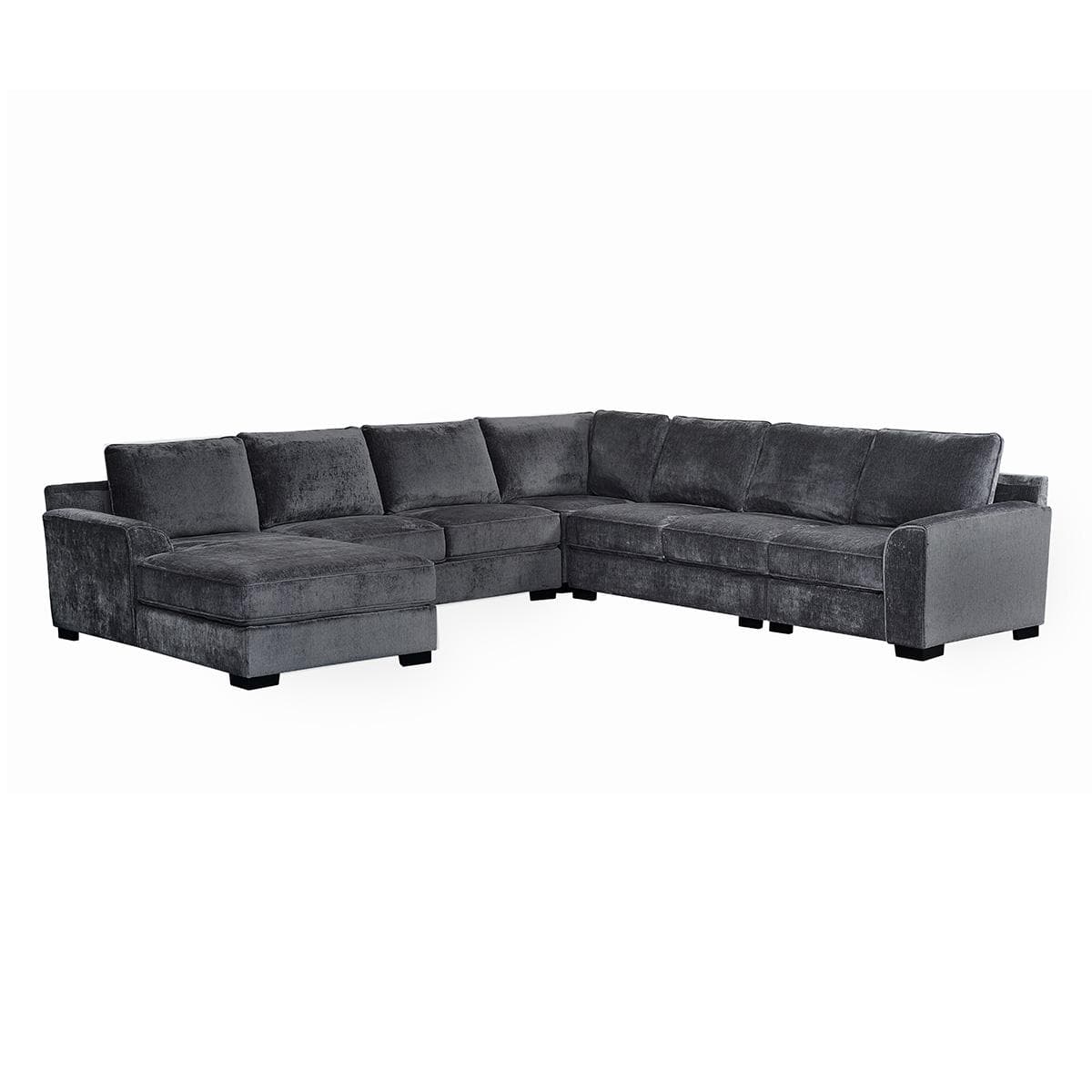 Drew 7-Seater Left Chaise Lounge Sofa Dark Grey
