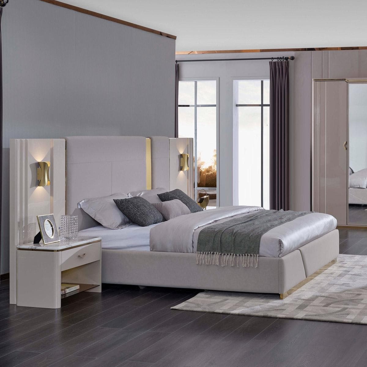 طقم غرفة نوم هيلينا 180×200 مع خزانة ملابس