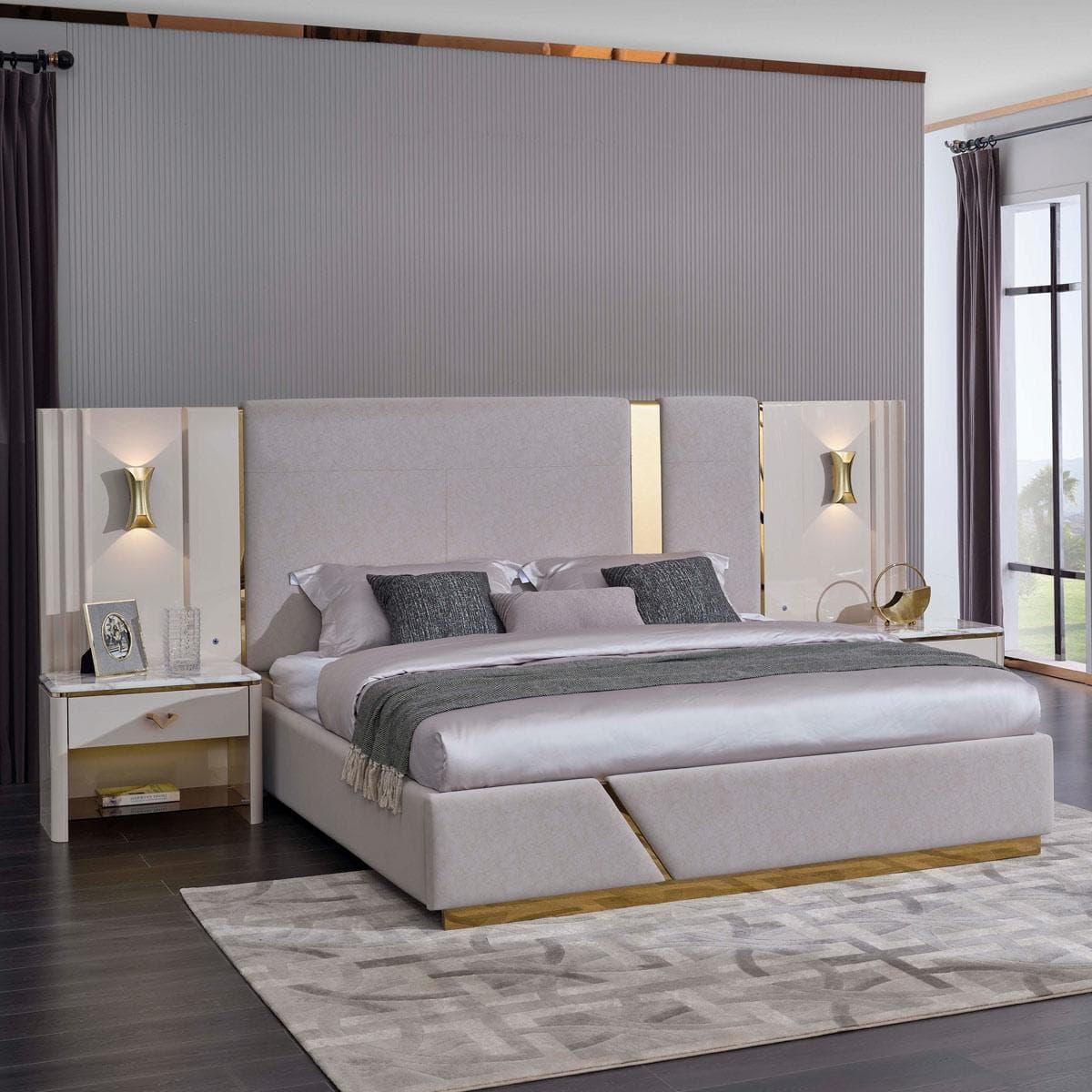 طقم غرفة نوم هيلينا 180×200 بدون خزانة ملابس