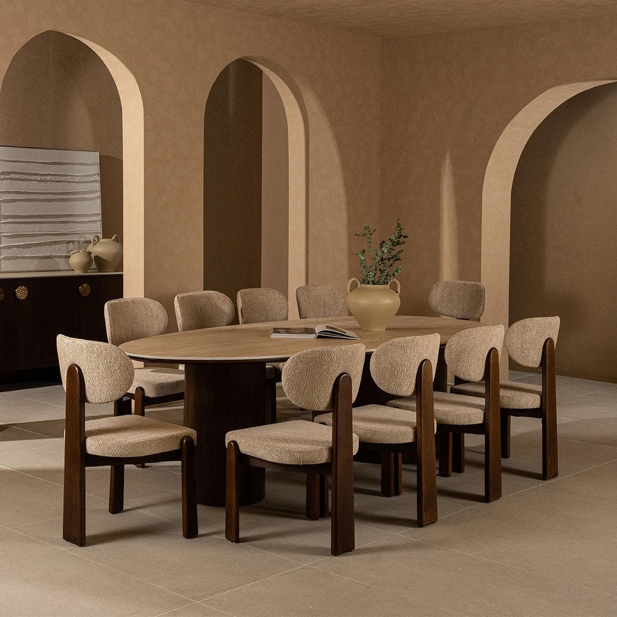 Eva 10+1 Dining Set Beige/Brown